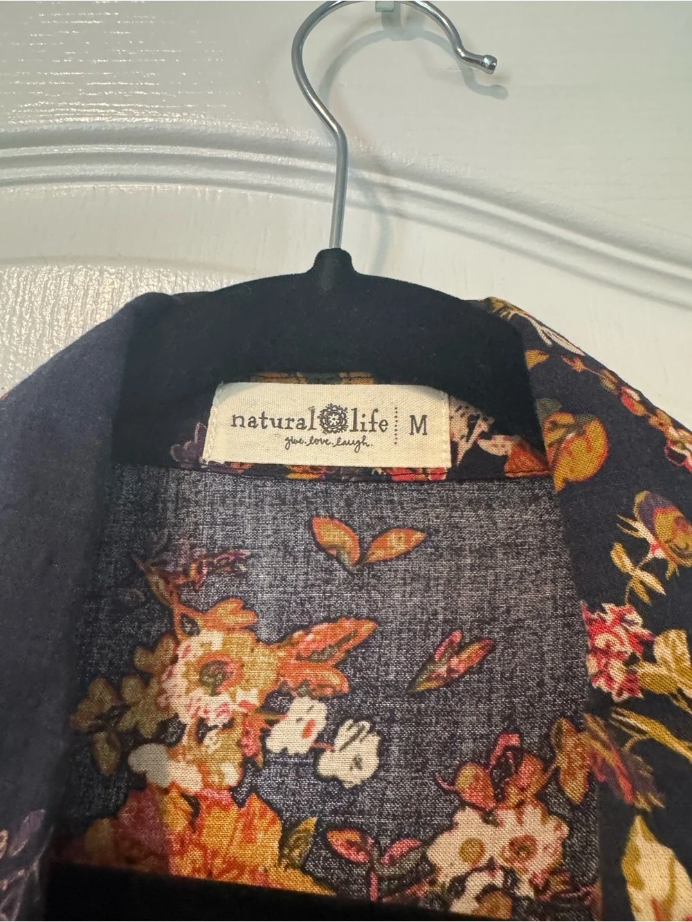 NATURAL LIFE Navy Maxi Dress with Orange, red and Yellow Floral Print - Picture 2 of 6